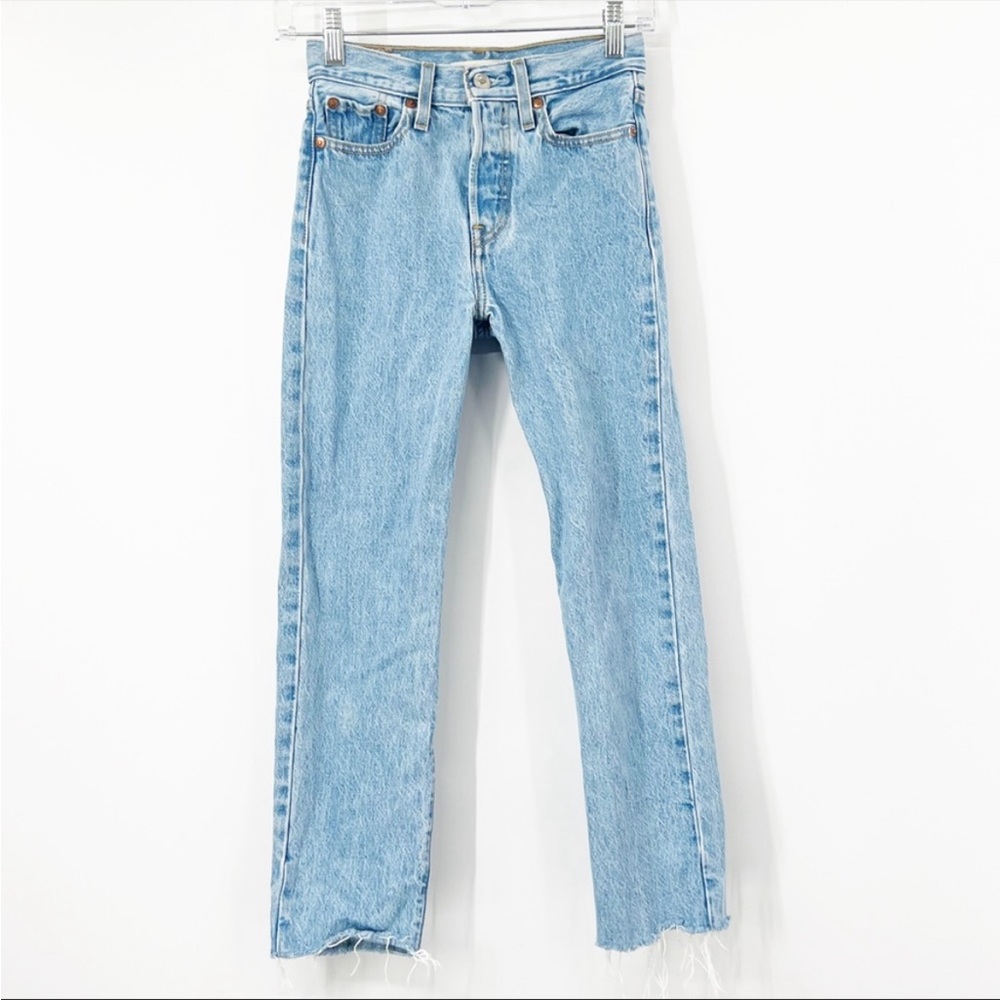 Levi’s Wedgie Straight Jeans High Rise Button Fly Raw Hem